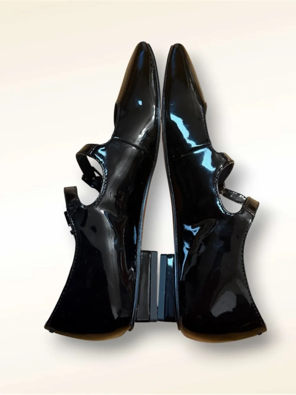 Franco Sarto Black Patent Leather Double Strap Mary Jane Flat Womens 5.5 - Picture 4 of 5